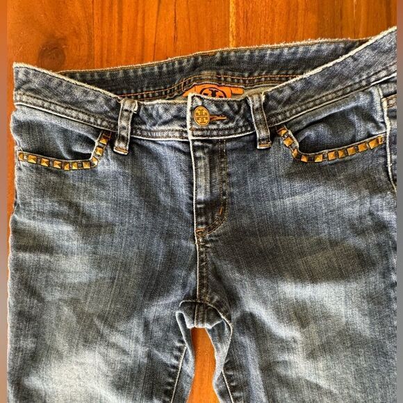 Tory Burch Straight Leg Blue Jeans with spike studding embellishments - Picture 5 of 9